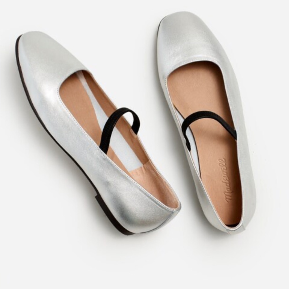 Madewell Greta ballet flat silver size 8